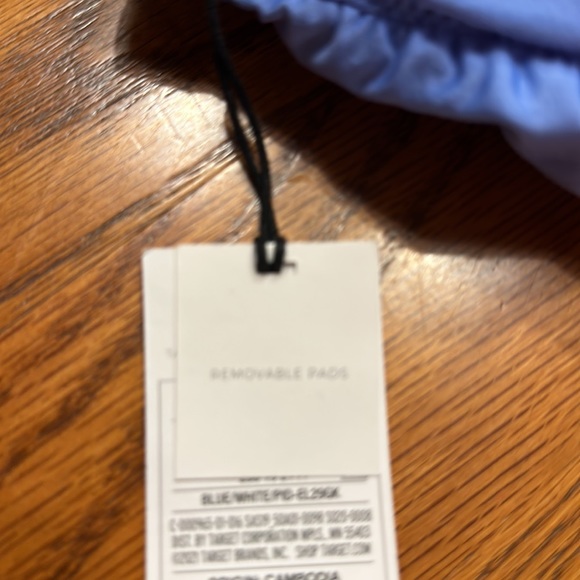 Blue & White Twist Color Block Bikini Top with adjustable Crisscross Bac… - Picture 4 of 6